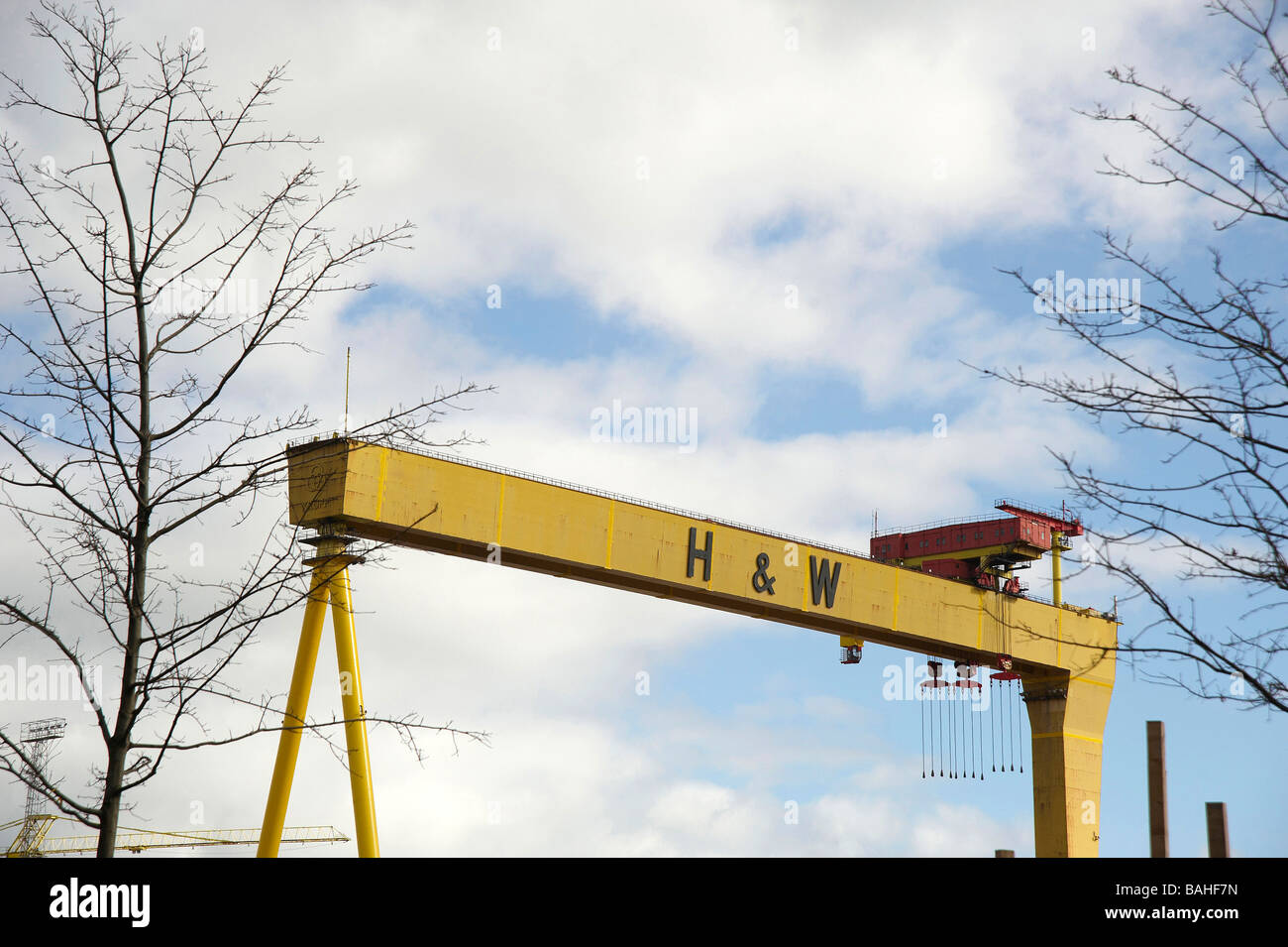 The disused cranes at Harland and Wolfe Shipyard, Belfast, Northern Ireland Stock Photo