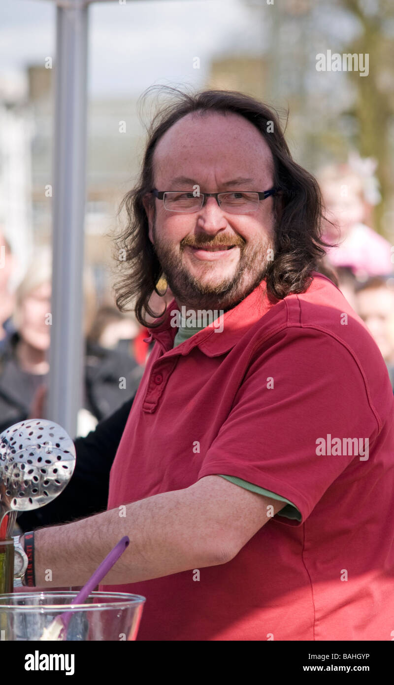 The Hairy Bikers celebrity food chefs being filmed in Buxton gardens