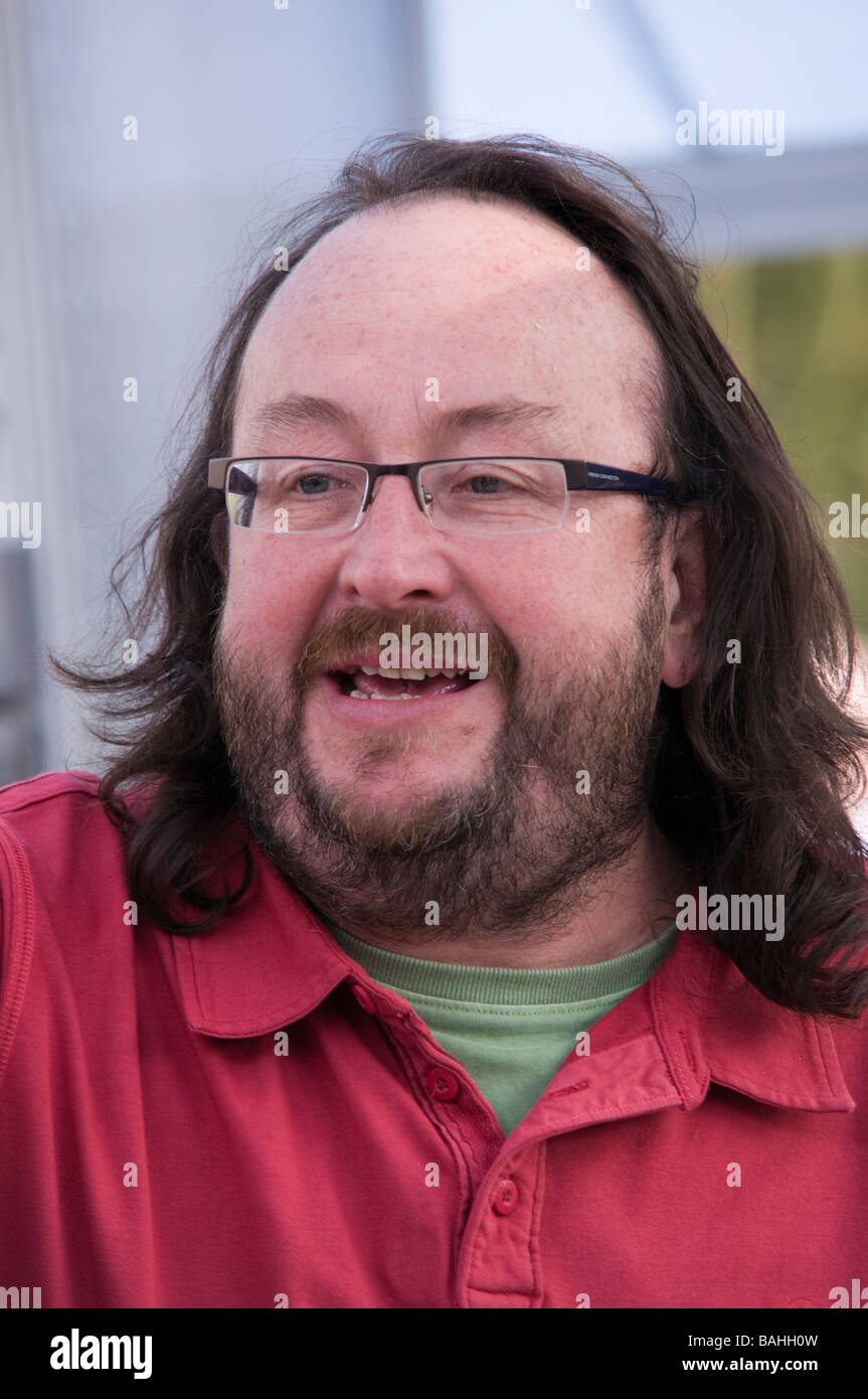 The Hairy Bikers celebrity food chefs being filmed in Buxton gardens