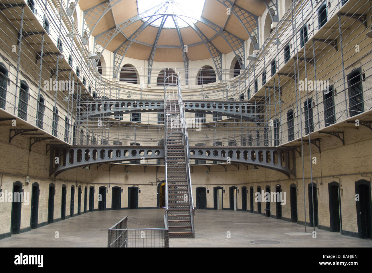 Entrance hall and stairway in Kilmainham Gaol, Dublin, Ireland Stock Photo