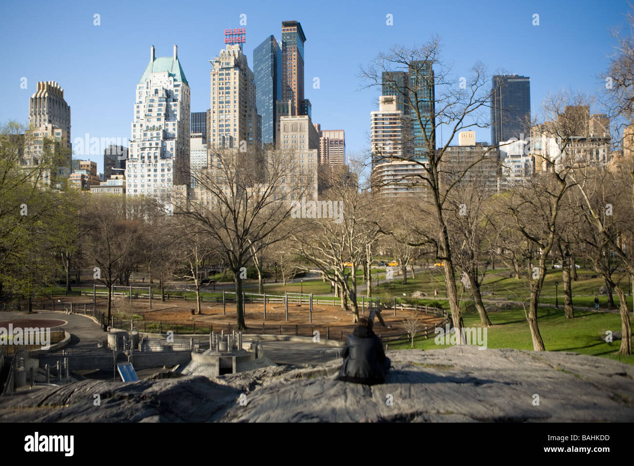 View of midtown Manhattan from Central Park New York City Stock Photo