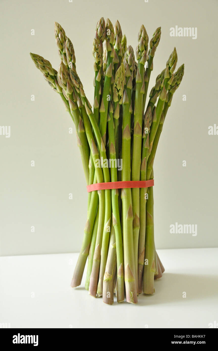 Asparagus standing upright. Stock Photo