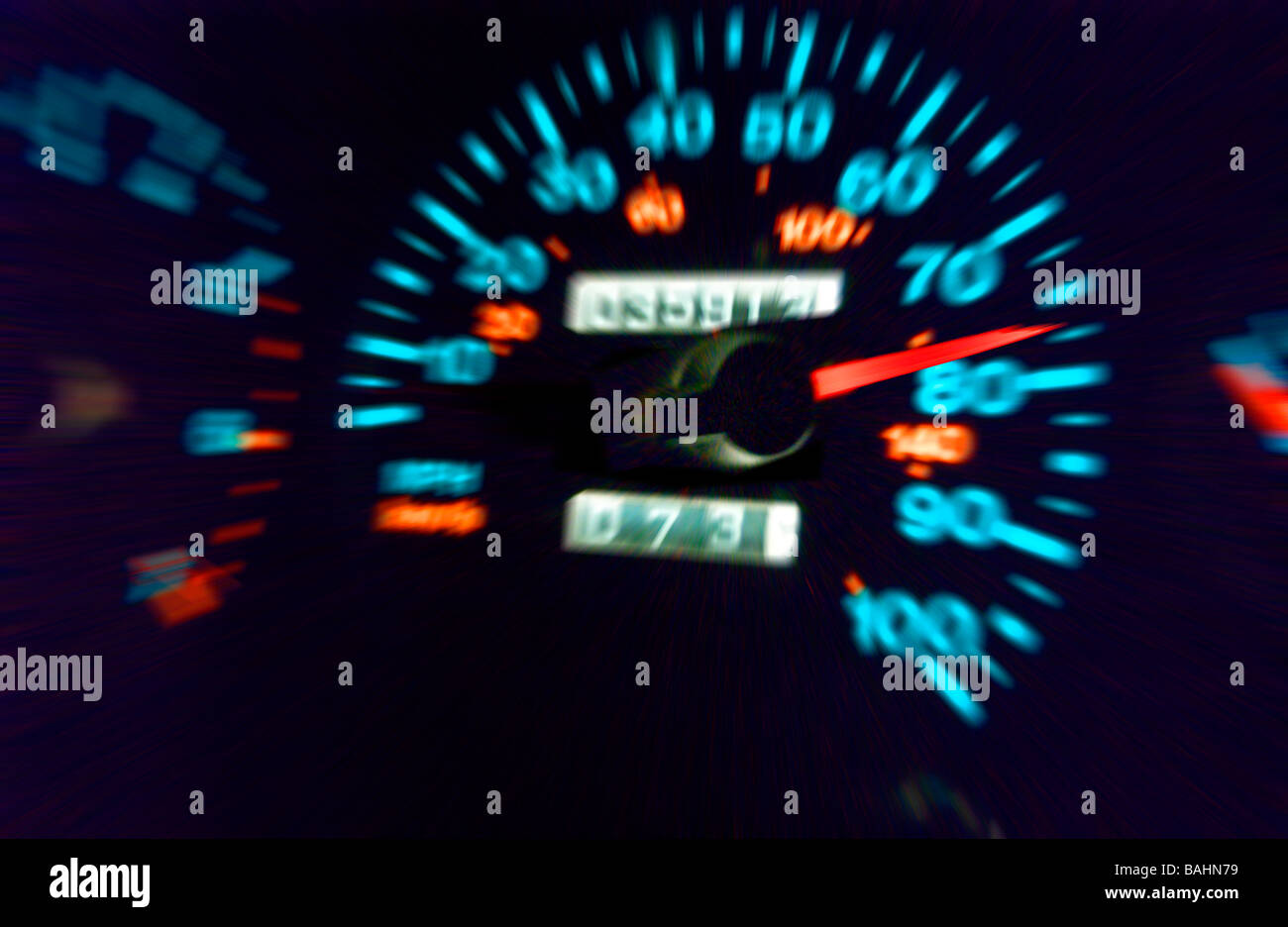 zoomed view of speedometer accelerating Stock Photo Alamy