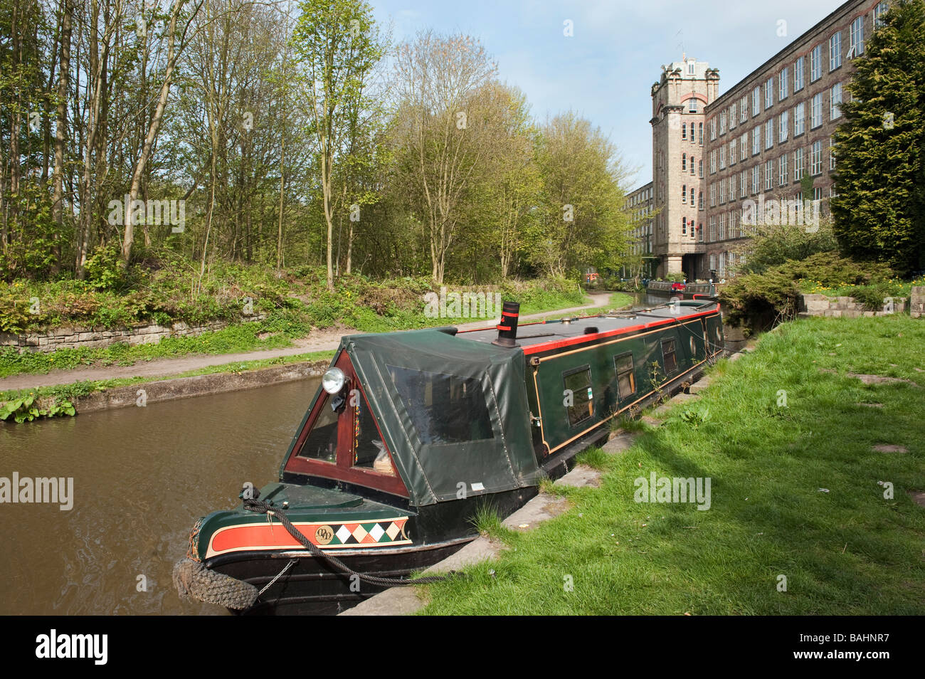 'Clarence Mill' on the 'Macclesfield Canal', Bollington, Cheshire, England, 'Great Britain' Stock Photo