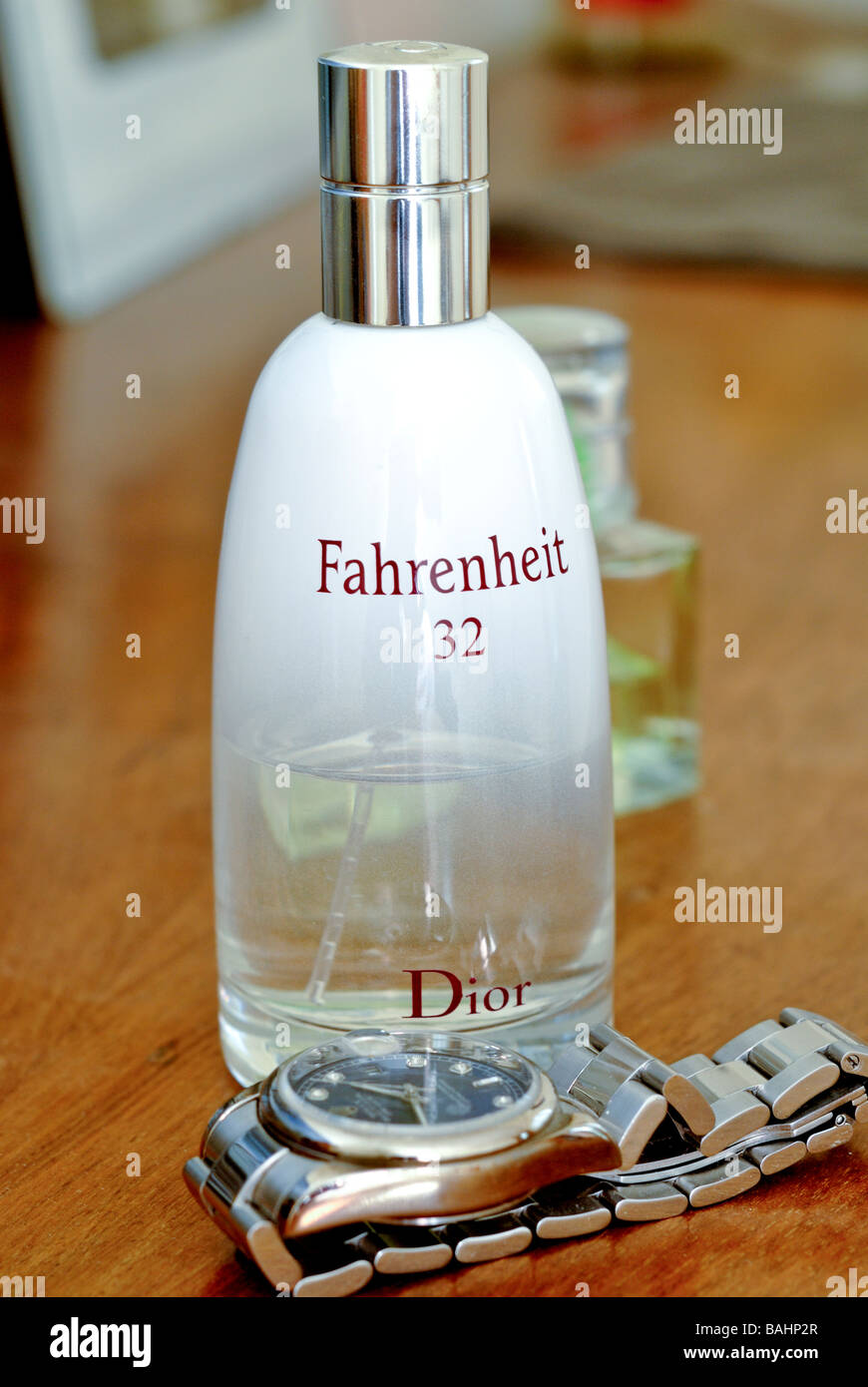 Fahrenheit 32 aftershave and watch Stock Photo - Alamy