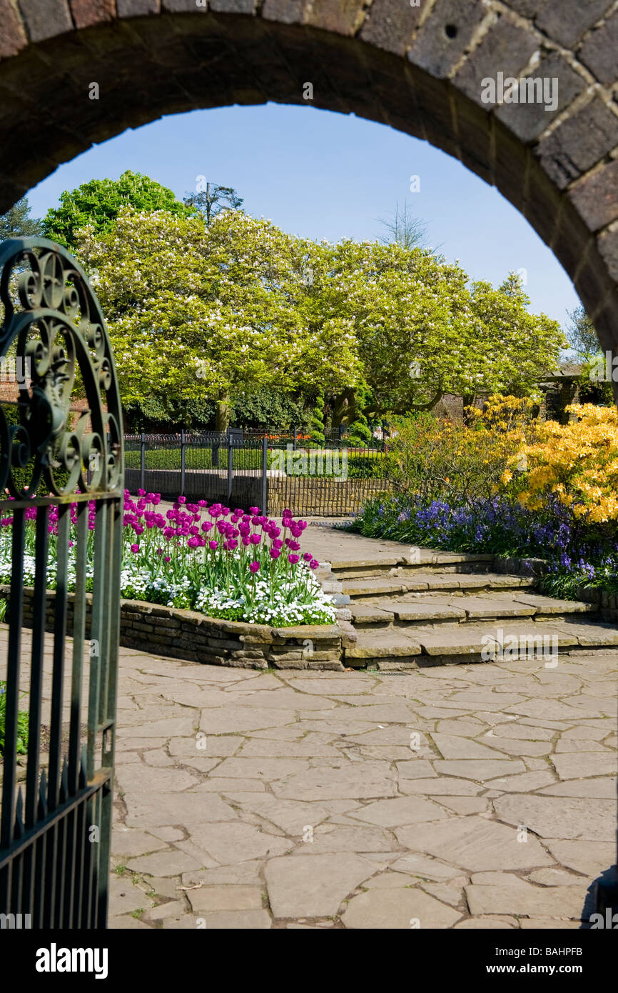 Spring in Golders Hill Park , Golders Green , gateway entrance to