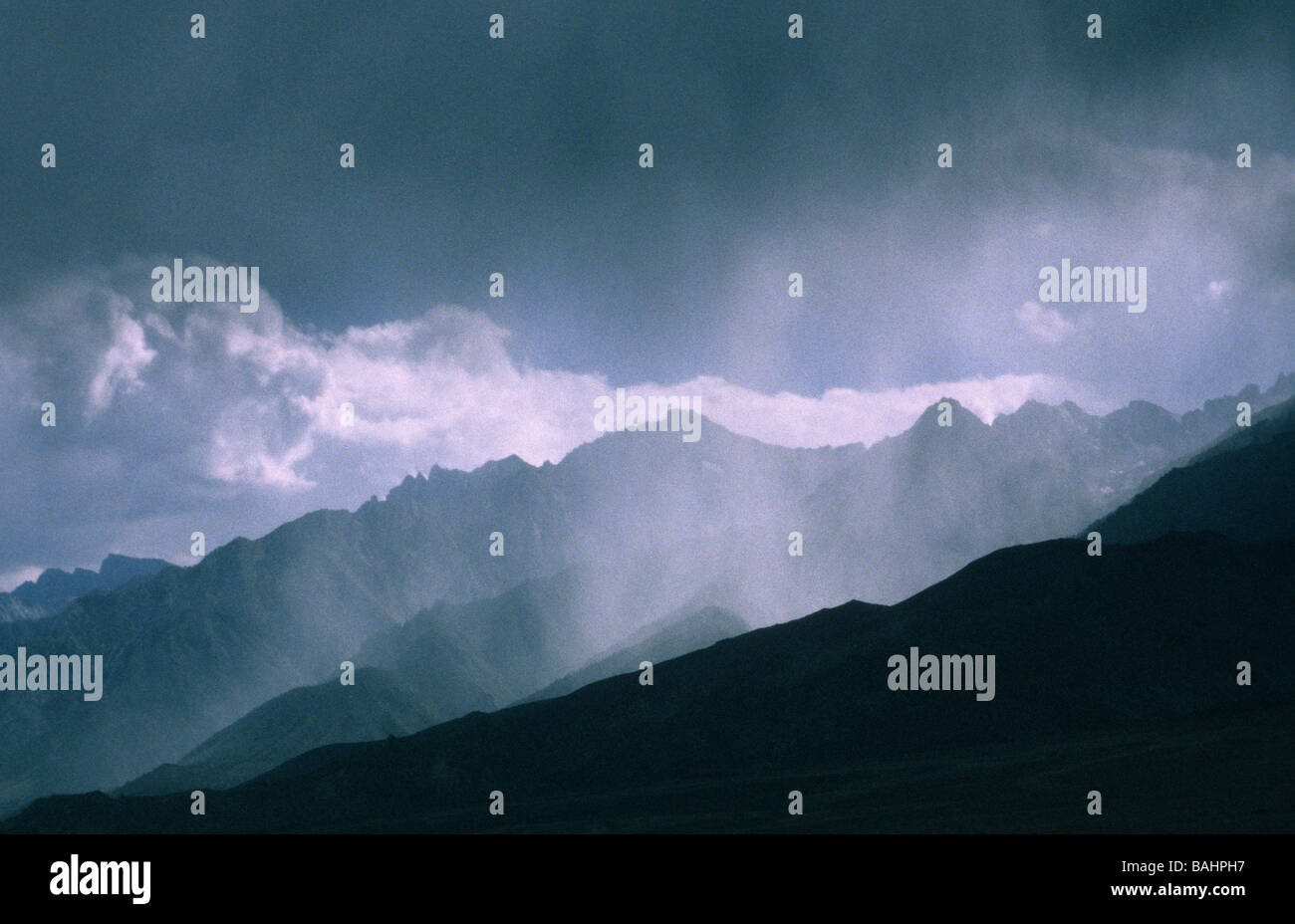 Storm over the Sierra Nevada mountains, off Highway 395, eastern California, USA Stock Photo