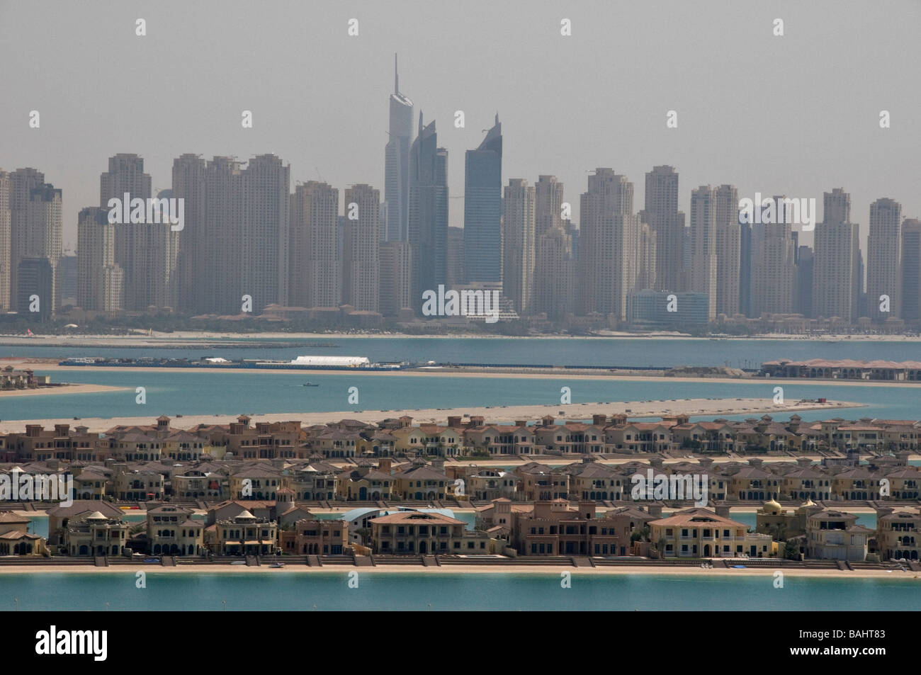 Palm island Dubai and Dubai in the background Stock Photo