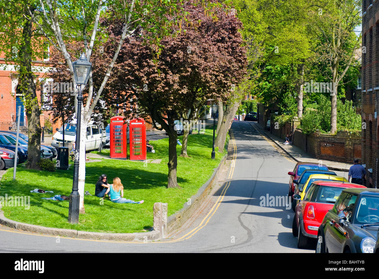 Telephone lines in english village hires stock photography and images