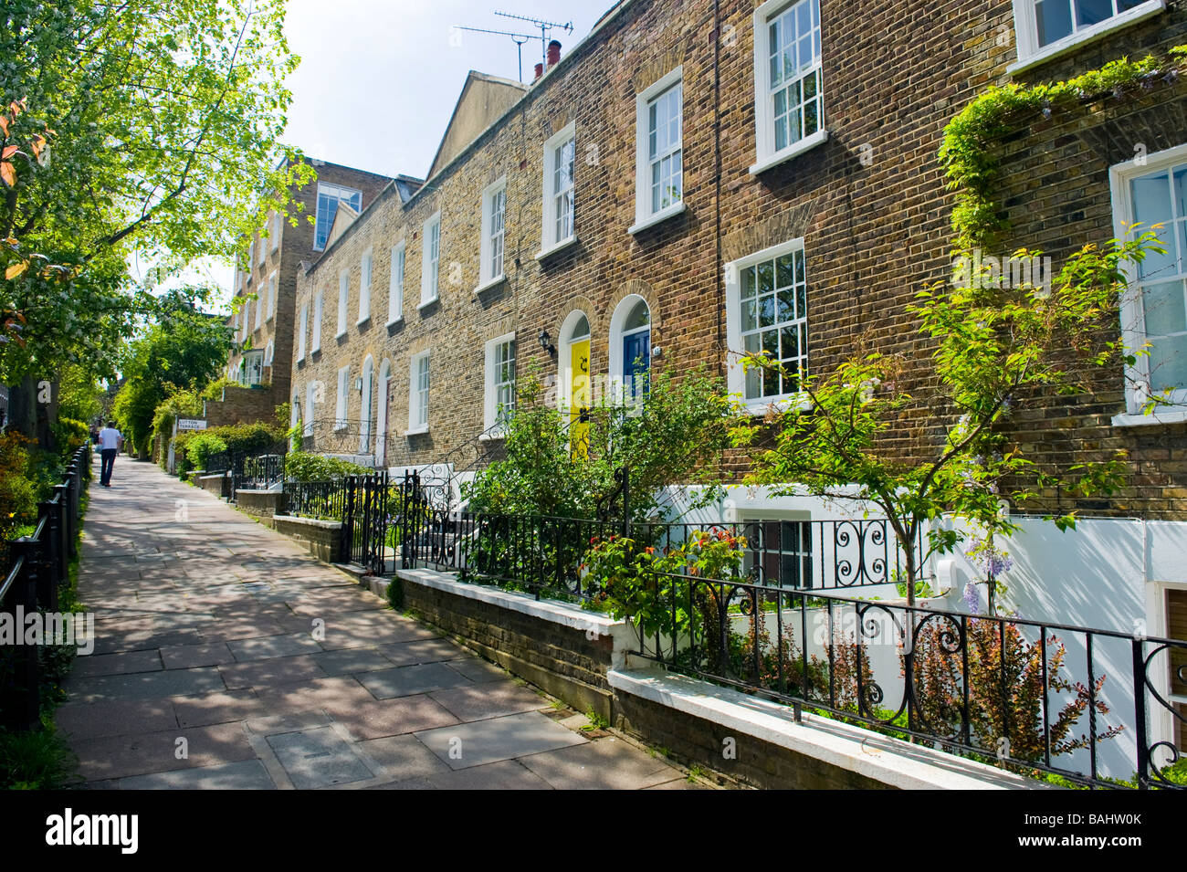 Spring in Hampstead Village , picturesque row of terraced