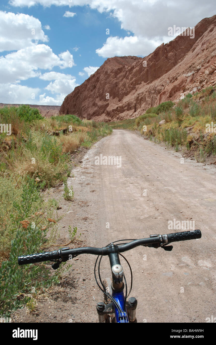 Biking in San Pedro de Atacama, Chile Stock Photo