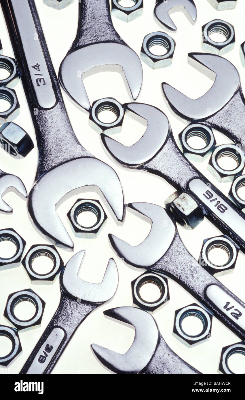 Wrenches and nuts Stock Photo Alamy