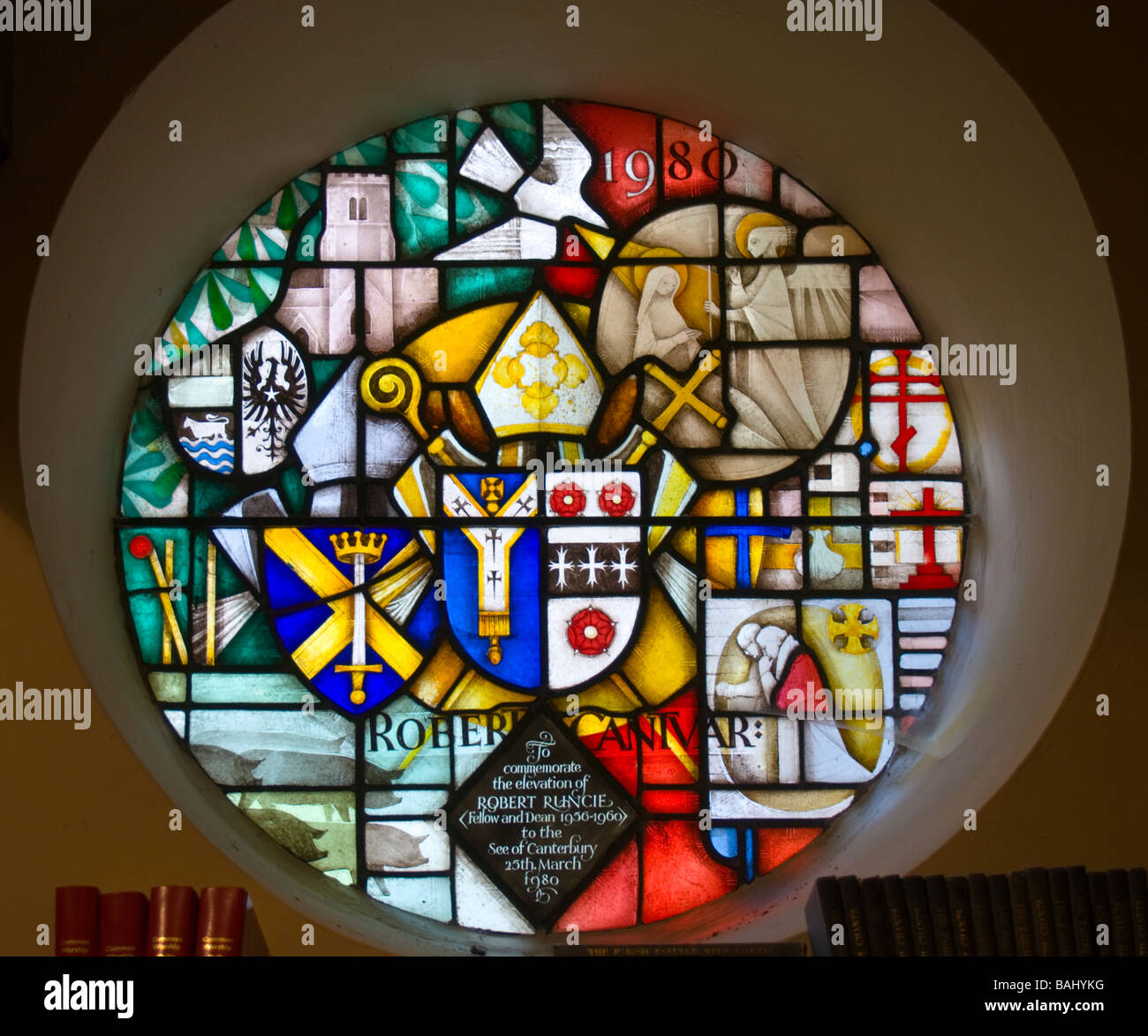 Cambridge, England, UK. Trinity Hall college Chapel, Stained Glass Window Stock Photo Alamy