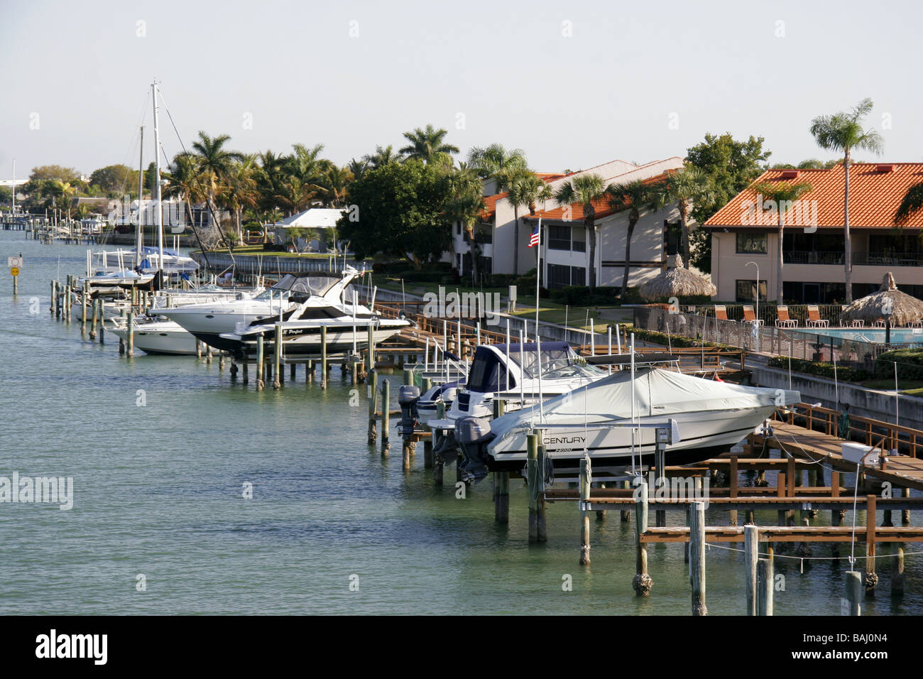 Waterfront homes and boats near Clearwater Florida USA Stock Photo Alamy