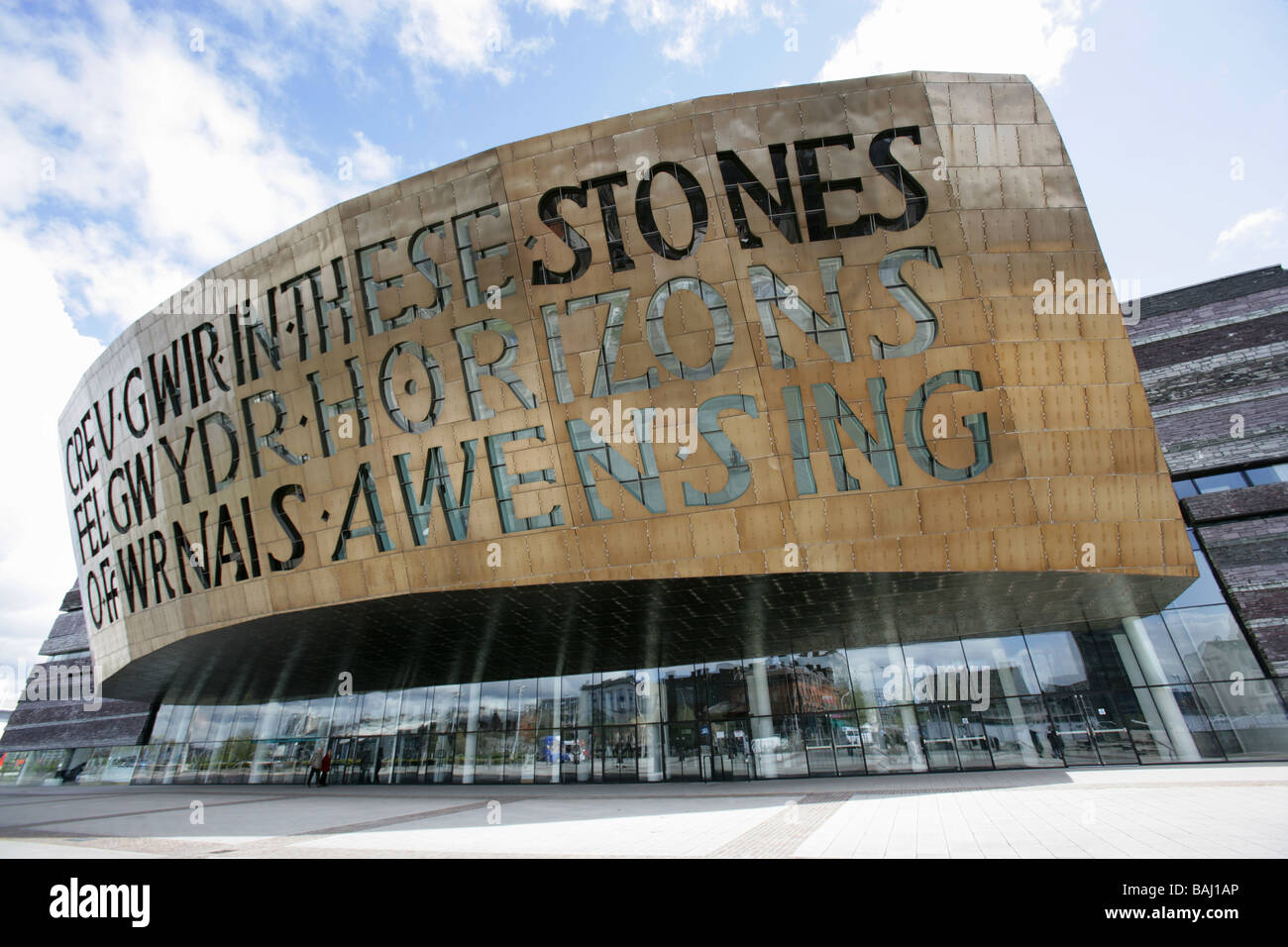 City of Cardiff, Wales. The Jonathan Adams designed Wales Millennium Centre at Cardiff Bay waterfront. Stock Photo