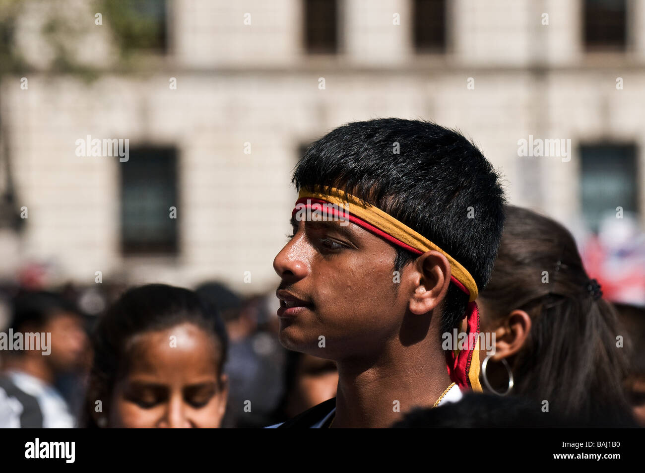 A young Tamil male protesting at a demonstration in London.  Photo by Gordon Scammell Stock Photo