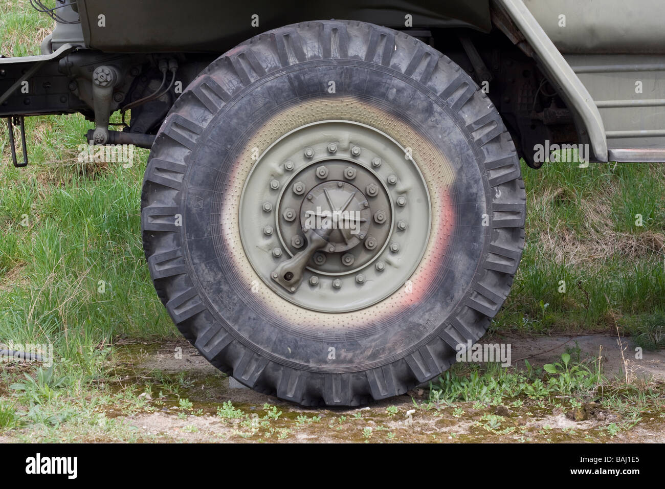 military truck wheel Stock Photo