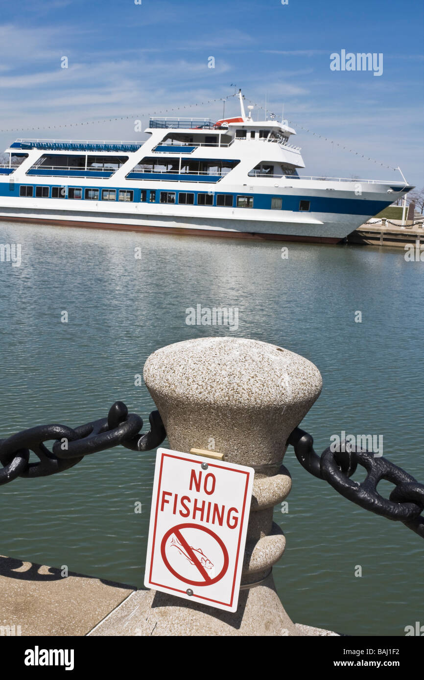 No fishing in downtown Cleveland Stock Photo