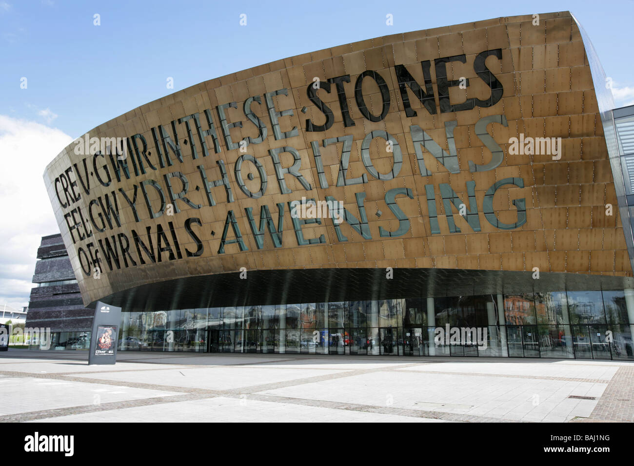 City of Cardiff, Wales. The Jonathan Adams designed Wales Millennium Centre at Cardiff Bay waterfront. Stock Photo