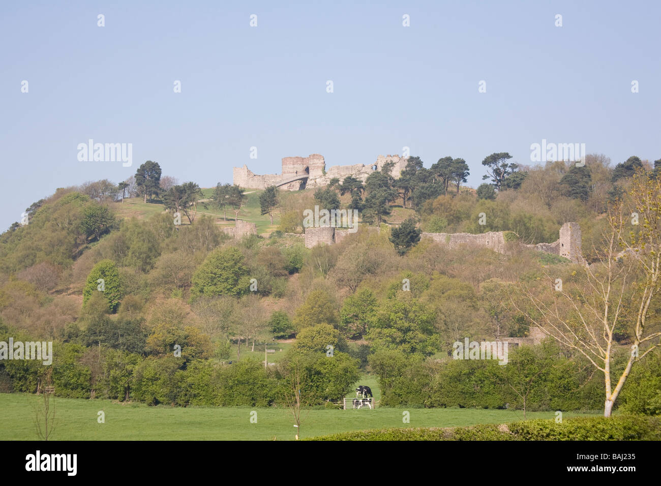 Beeston Cheshire England UK April The medieval ruins of Beeston Castle