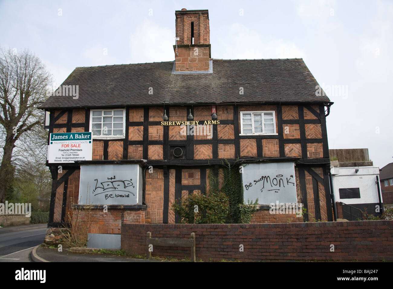 Albrighton Shropshire England UK April A village public house closed