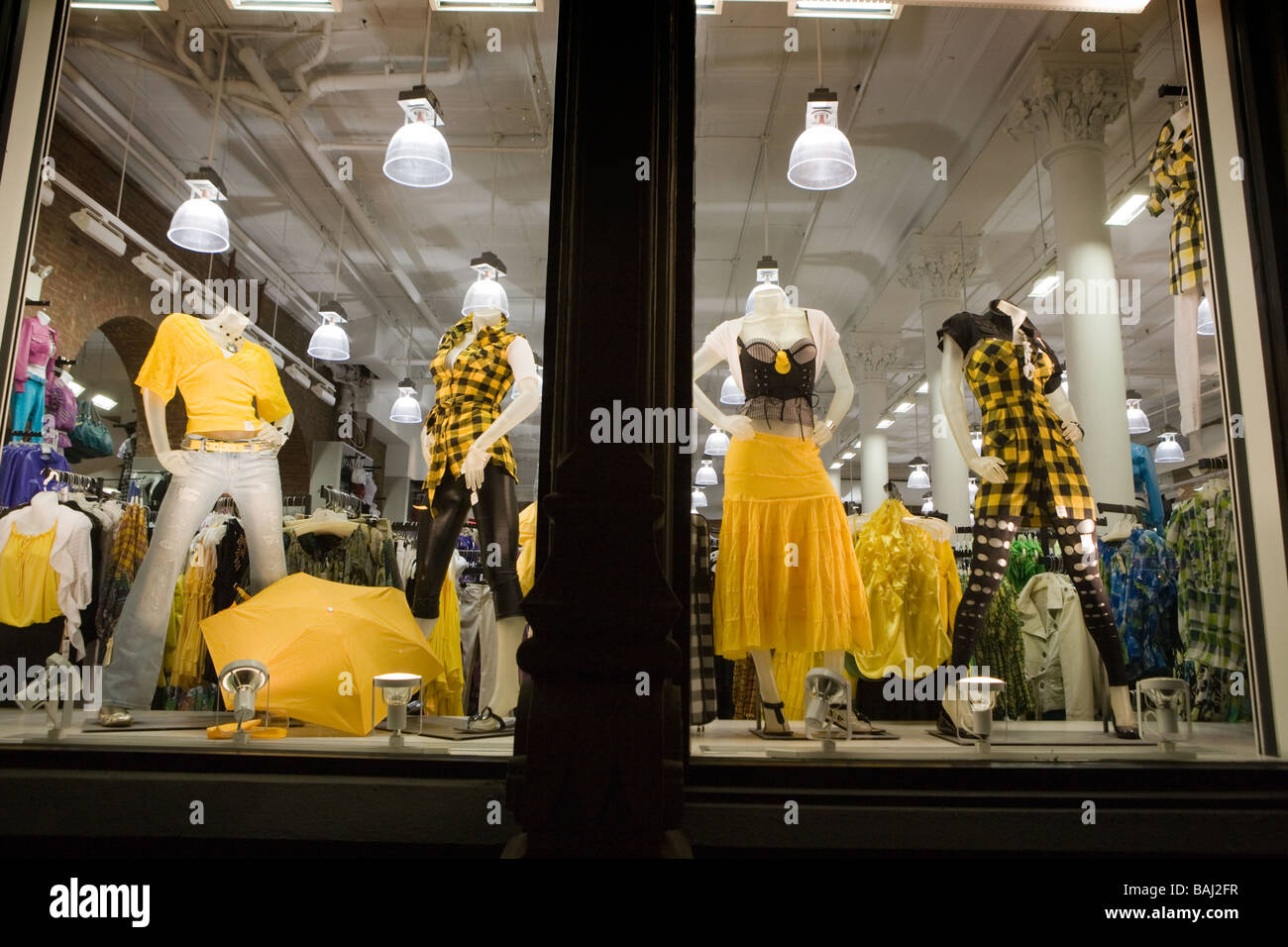 Womens fashions in Noho clothing store window Broadway New York City Stock Photo