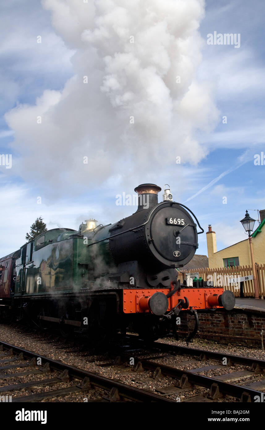 Steam Train on the West Somerset Railway at Williton Station Stock Photo