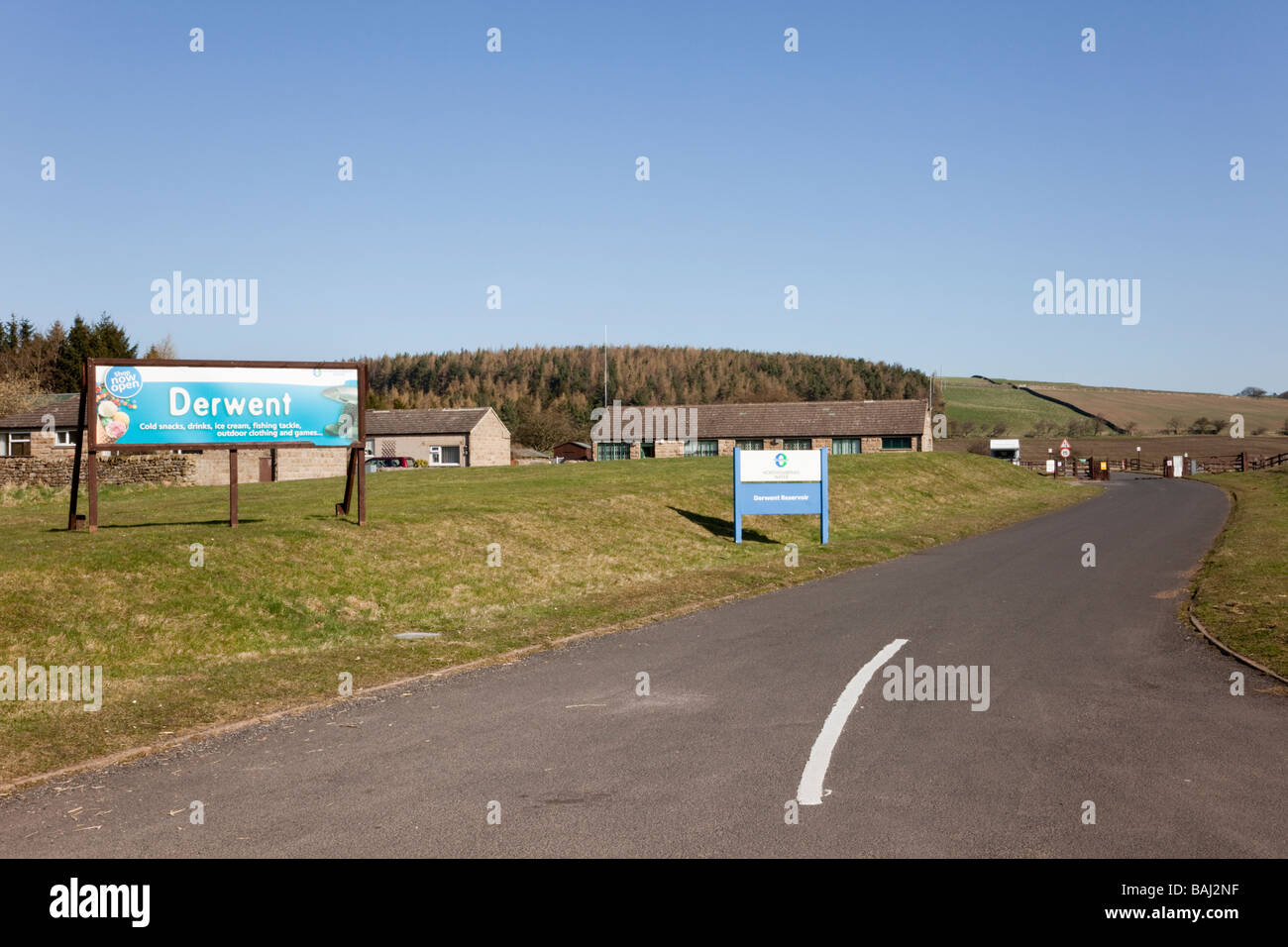 Derwent Reservoir Northumberland England UK Entrance road to parking