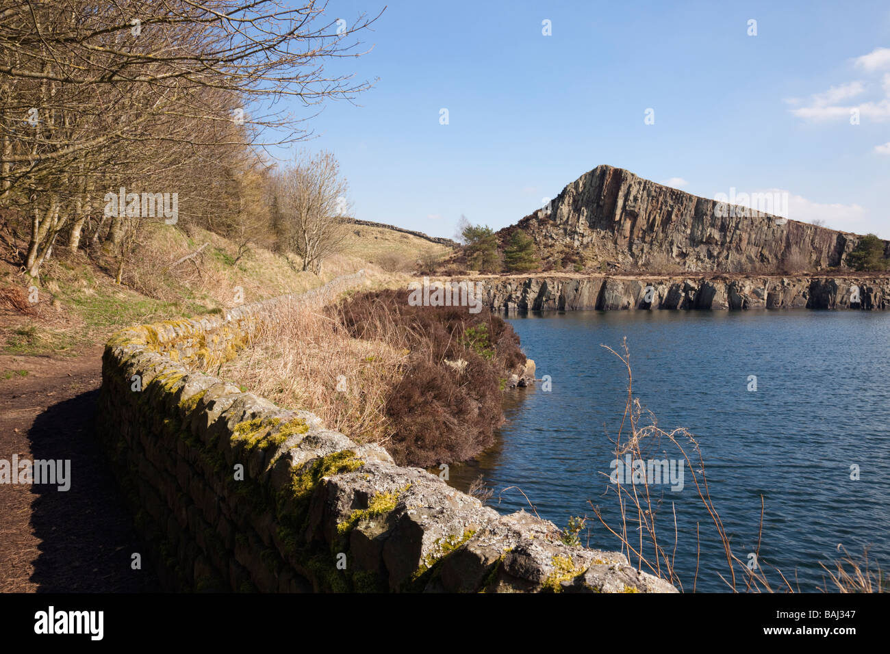 Cawfields quarry on Hadrian's Wall National Trail path in