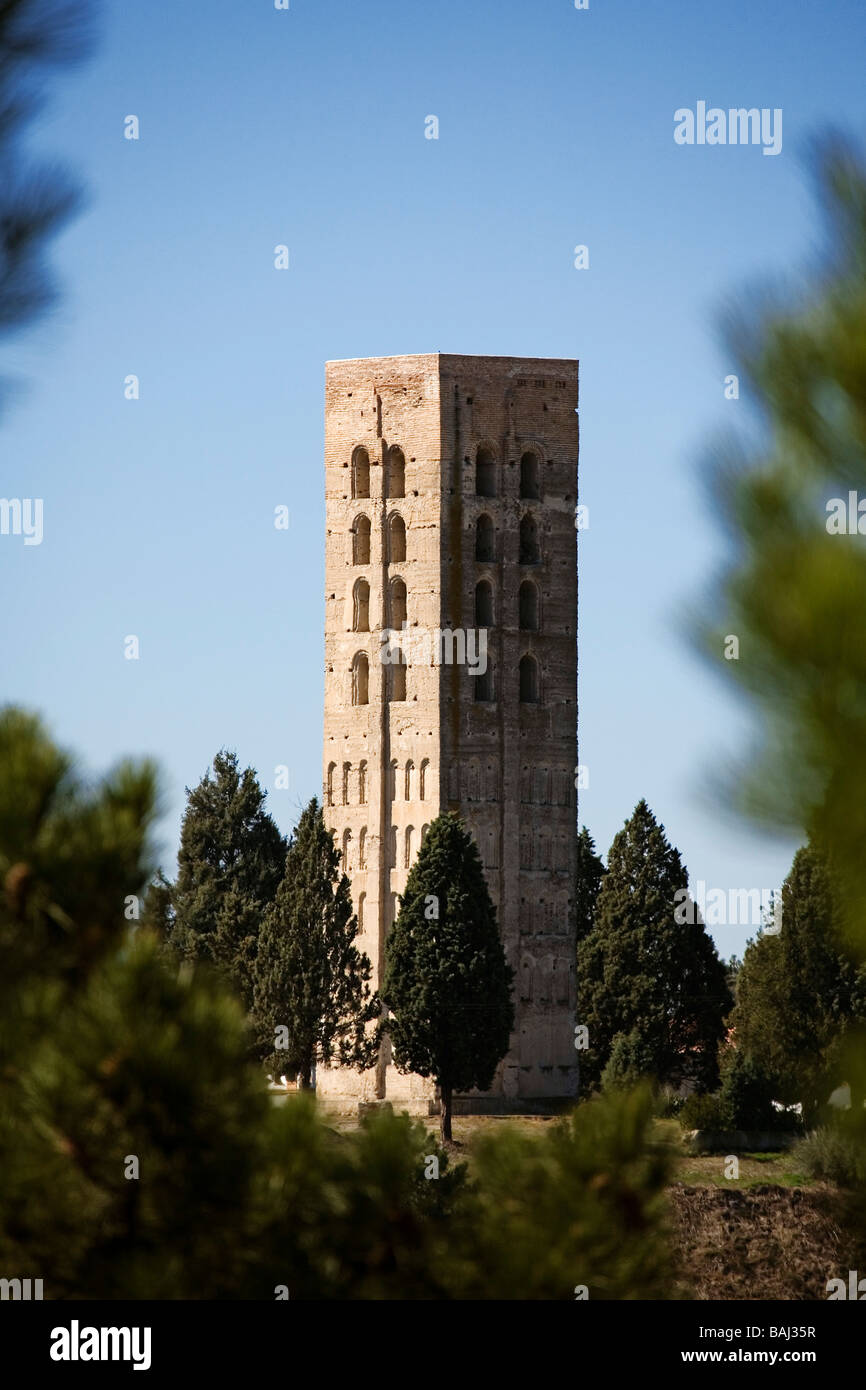 Romanesque Tower of San Nicolas in Coca Segovia Castilla Leon Spain Stock Photo