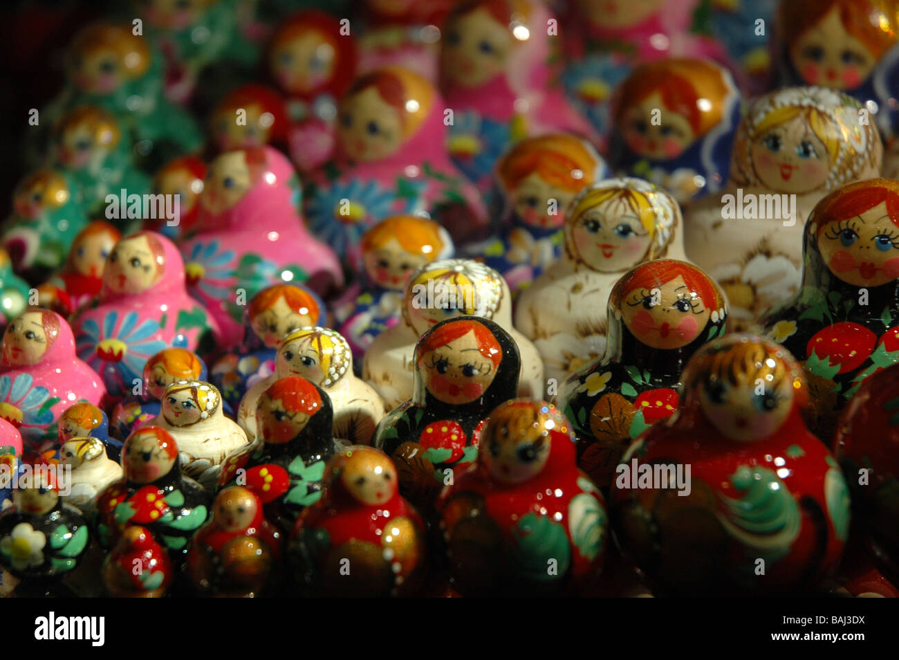Rows of colourful Russian dolls in Prague shop Stock Photo Alamy