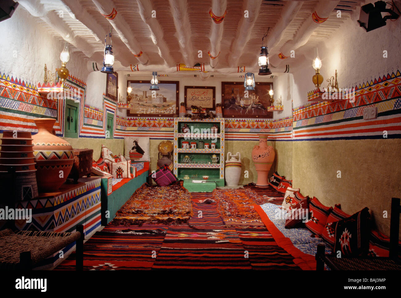 Interior of a traditional Saudi Arabian home on display in a hotel near