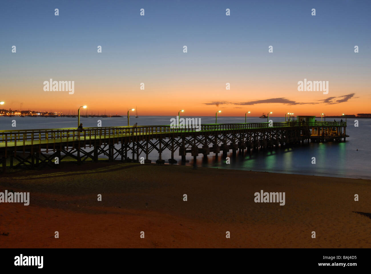 Parada 3 Beach Pier Punta del Este at Sunset Stock Photo