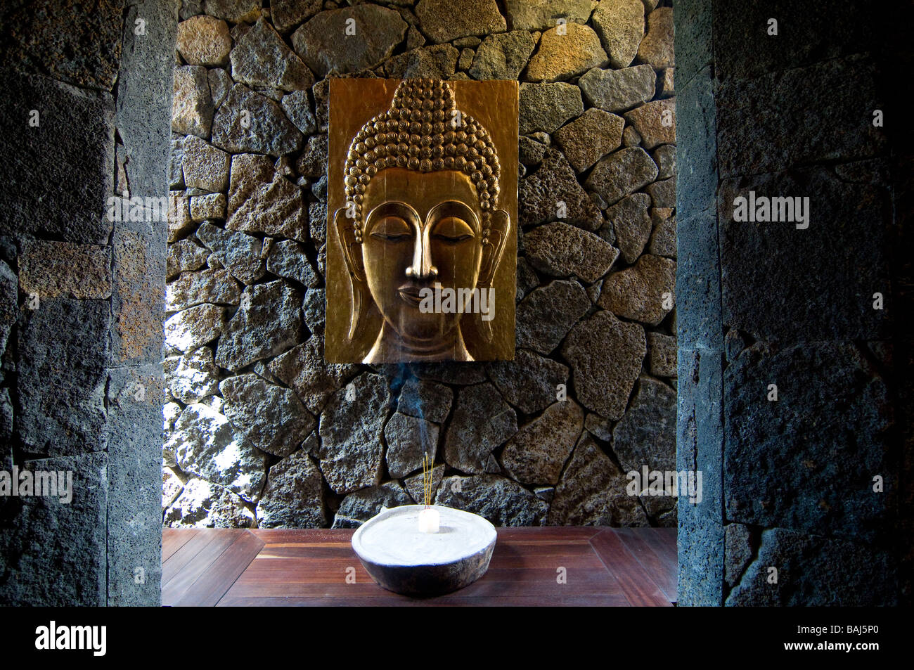 Spa area of the Dinarobin luxury hotel Mauritius Africa Stock Photo