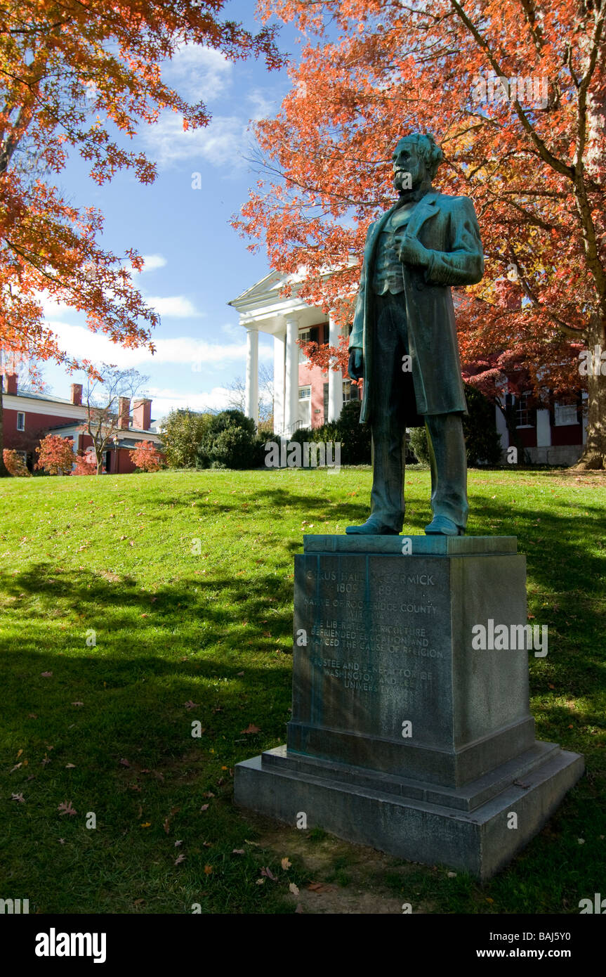 Monument of man and part of Washington and Lee University in background Lexington North Carolina United States of America Stock Photo