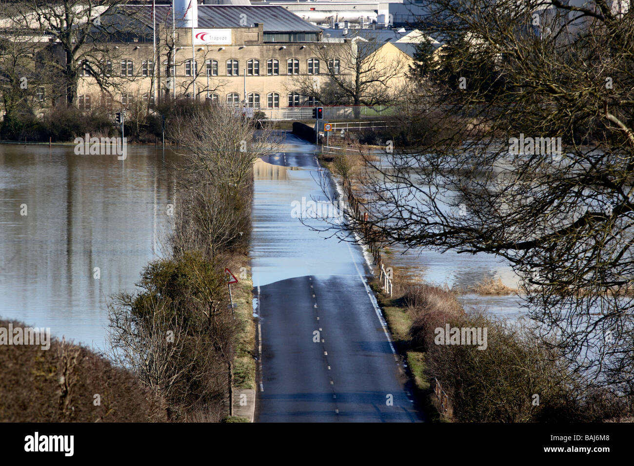 Flooded road in Staverton, Wiltshire, England, UK Stock Photo Alamy