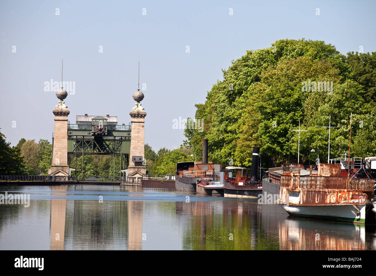 The old Henrichenburg Shiplift in the city of Waltrop, The Route of Industrial Culture , NRW, North Rhine - Westphalia, Germany Stock Photo
