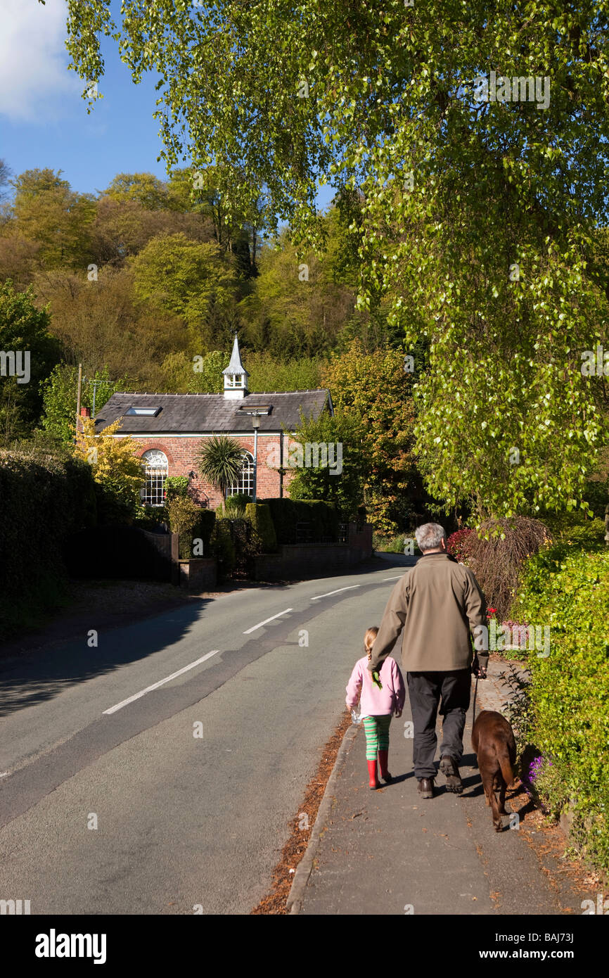 UK England Cheshire Alderley Edge The Hough father and daughter walking