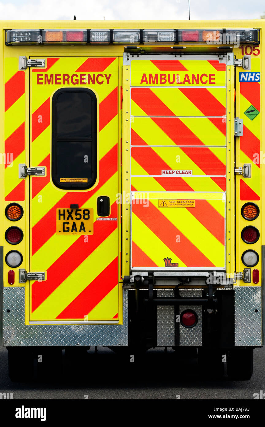 Back of an ambulance vehicle in the UK Stock Photo