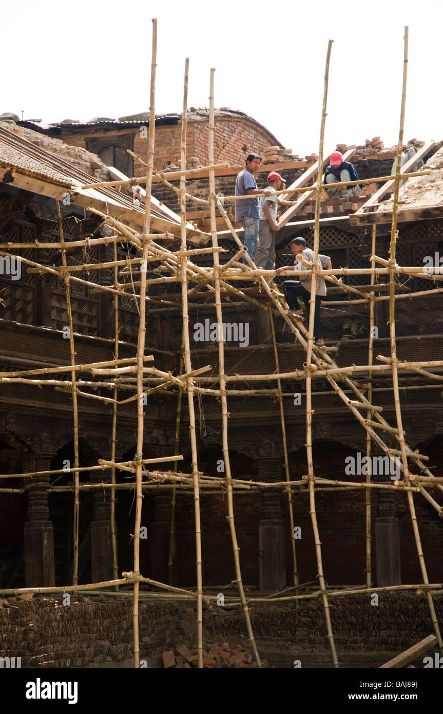 bamboo scaffolding in nepal Stock Photo Alamy