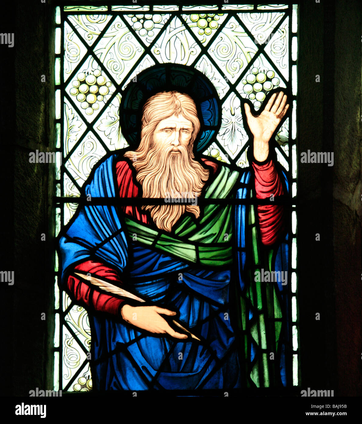 Depiction of The Prophet Isaiah in a Stained Glass Window by Edward Burne-Jones Stock Photo
