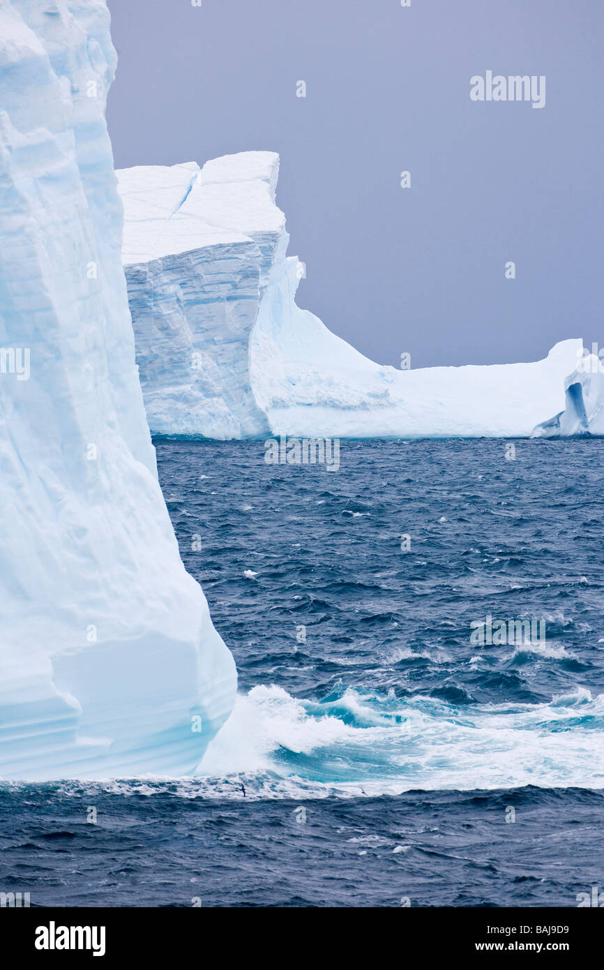 Blue tabular icebergs Southern Ocean Antarctica Stock Photo