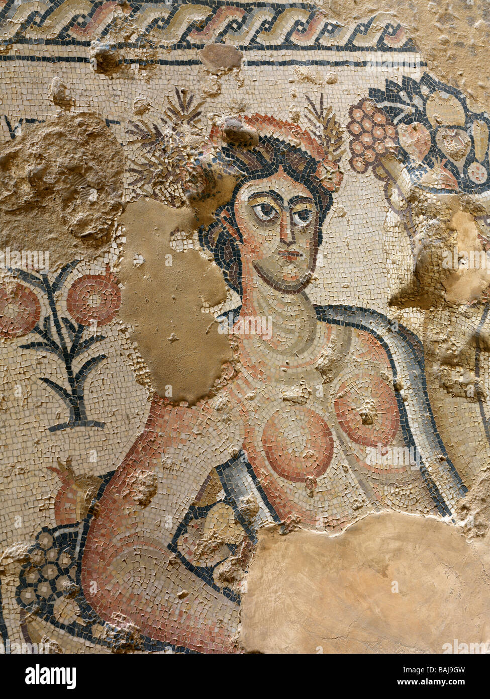 Israel Zippori Roman Villa mosaic floors Stock Photo