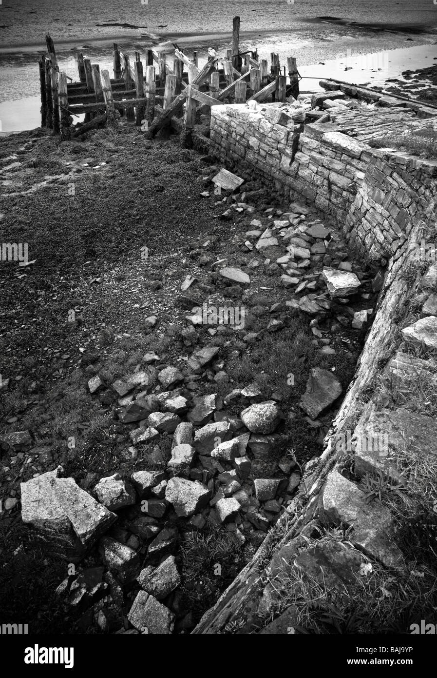 Crumbling jetty Moydart Western Highlands Scotland Stock Photo Alamy