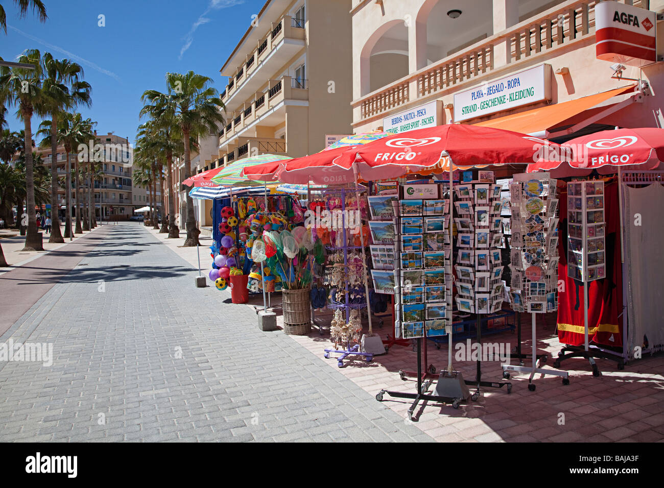 Postcards and seaside toys on sale Colonia de Sant Jordi Mallorca Spain  Stock Photo - Alamy