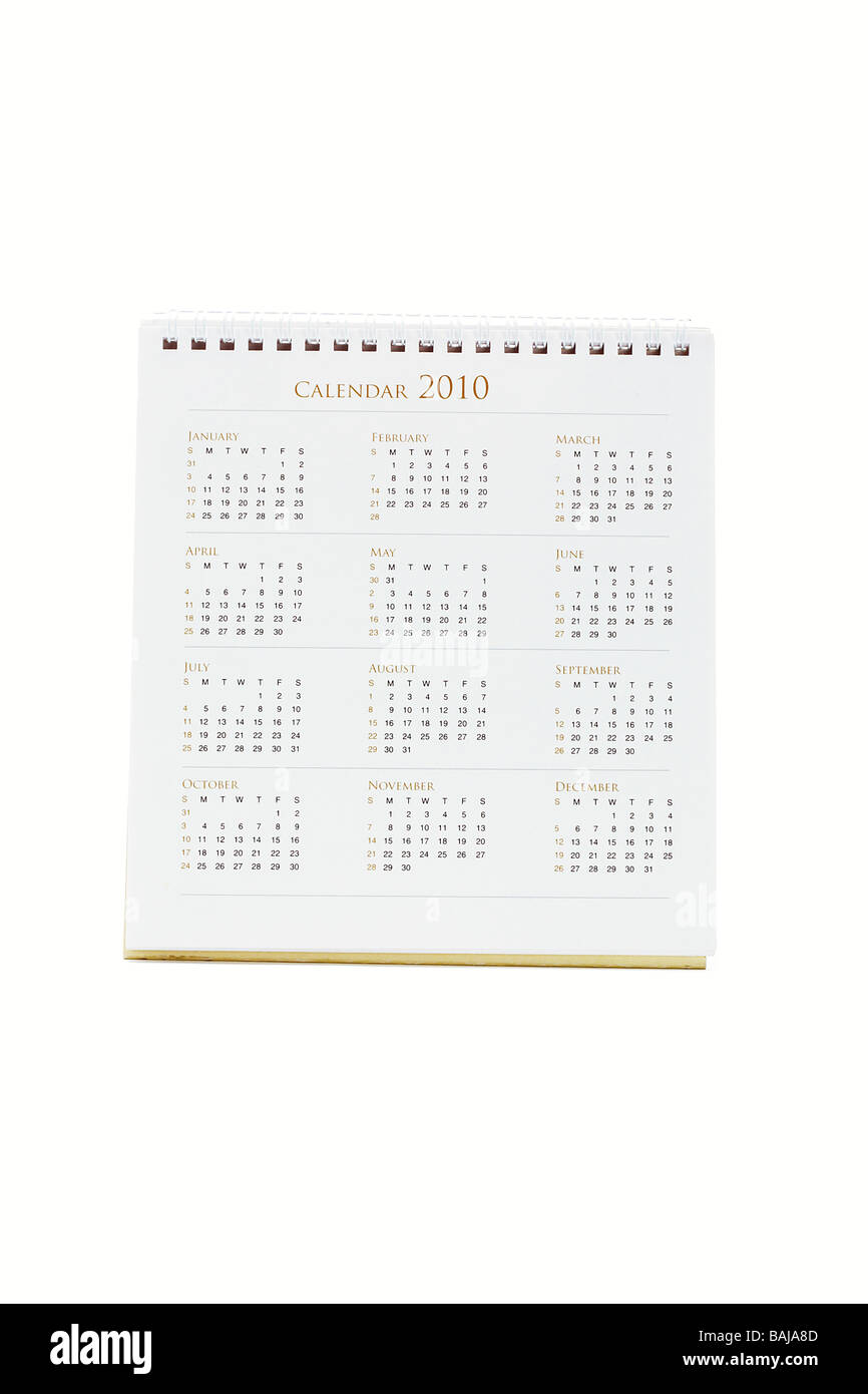 2010 desktop calendar isolated on white Stock Photo