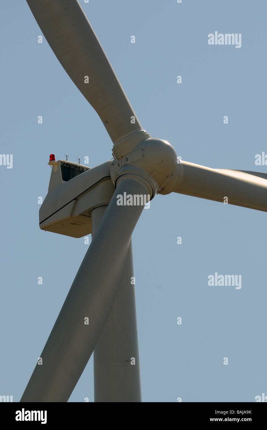 Close up of three blades on wind mill windmill Stock Photo