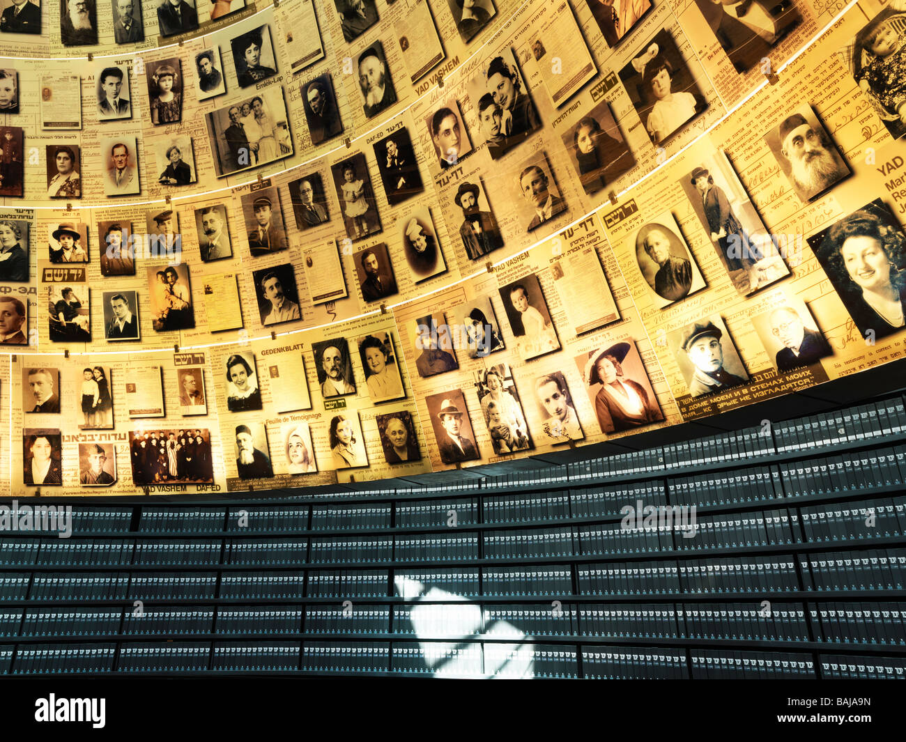 Israel Jerusalem Yad Vashem Hall of Names,volumes of Holocaust victims Stock Photo