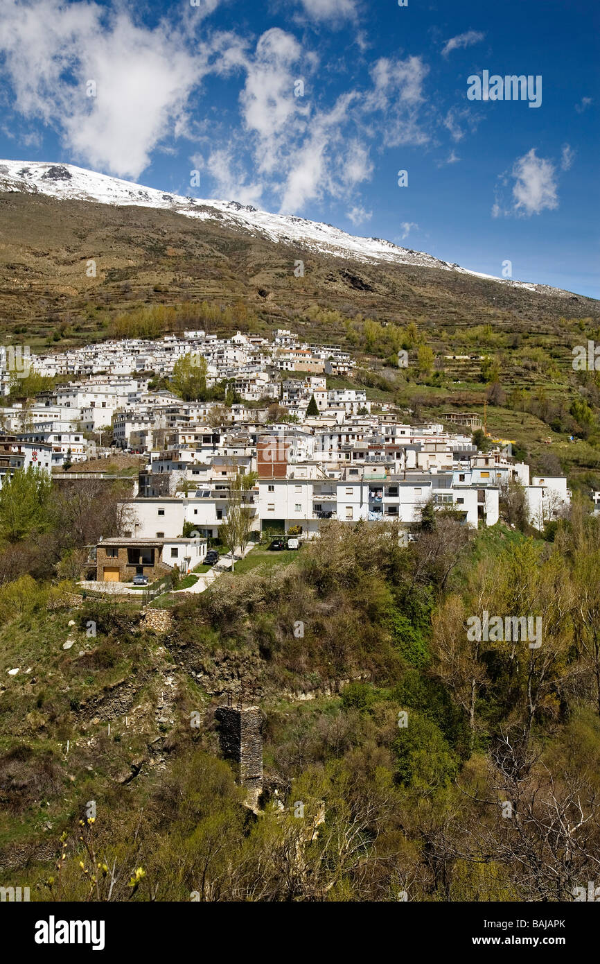 Trevelez and Sierra Nevada in Las Alpujarras Granada Andalusia Spain Stock Photo
