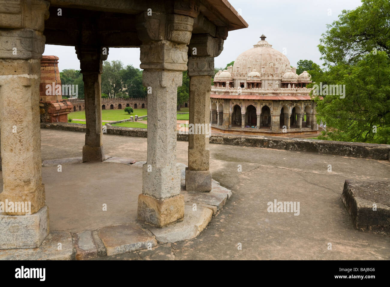 Isa Khan's tomb seen from Mosque in the site enclosure. Delhi, India ...